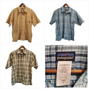 Patagonia Lot of 3 Shirts Men Large Puckerware Textured Short Sleeve Button Up